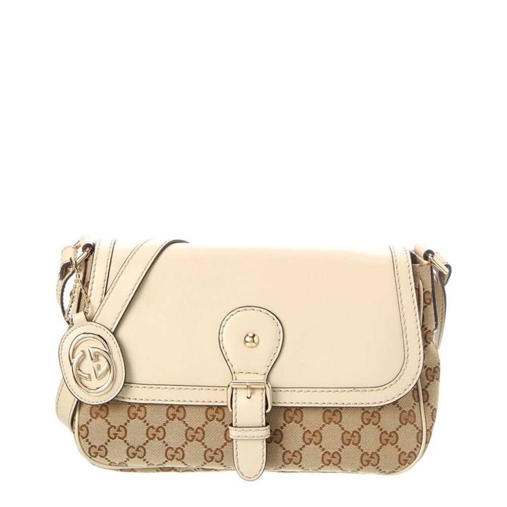 Gucci White Canvas & Leather Sukey Crossbody (Authentic Pre-Loved)